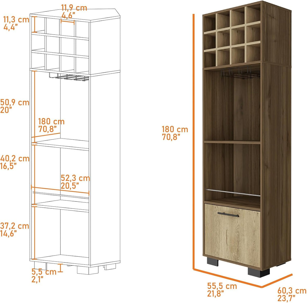 Corner Wine Cabinet Storage Locker, Tall Pantry Sideboard witn 2-Shelf and 1-Drawer,for Kitchen Home