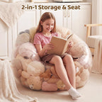 Clear Stuffed Animal Storage Bean Bag Chair, 37.01 x 38.19 Inch, 0.35mm Thick Waterproof PVC Toy Organizer, Plushies & Stuffy Storage, 330 LBS Heavy Duty Seat for Kids & Adults