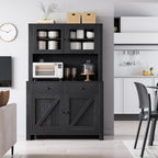 Takywep 63" Kitchen Pantry Cabinet, Freestanding Pantry Hutch Cabinet with Microwave Stand & 2 Drawers, 4 Doors & Adjustable Shelves, Kitchen Storage Cabinets for Kitchen, Dining Room, Black