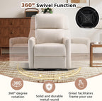 HAOMARKETS Swivel Rocker Recliner Chair Set of 2, Manual Faux Leather Glider Rocking Recliners for Adults, 360° Swivel Nursery Reclining Sofa with Padded Backrest for Living Room, White
