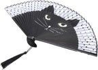 Cat Folding Fan, Japanese Style Hand Held Fan, Portable Cooling Blower with Distinctive Cat Pattern, Ideal for Keeping Cool, Dancing, Weddings, Parties & Gifts