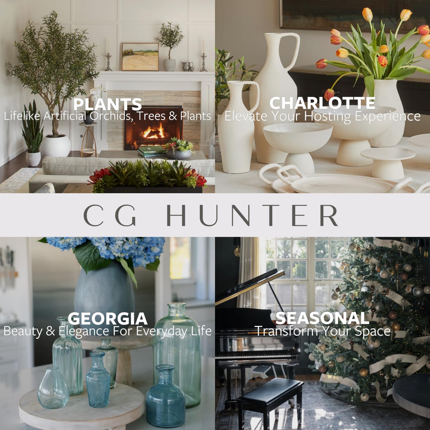 CG Hunter Faux Succulent Arrangement, Premium Artificial Indoor Plant Enhances Interior Design, Display on Any Surface in Your Home Adding an Inviting Touch of Nature, Grey Planter Pot Included