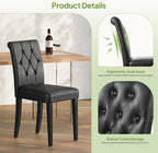 Welzona Upholstered Dining Chairs Set of 4, Button Tufted Parsons Dining Chair with Solid Wood Legs, Modern PU Leather Side Chair for Dining Room/Kitchen/Restaurant/Hotel- Black