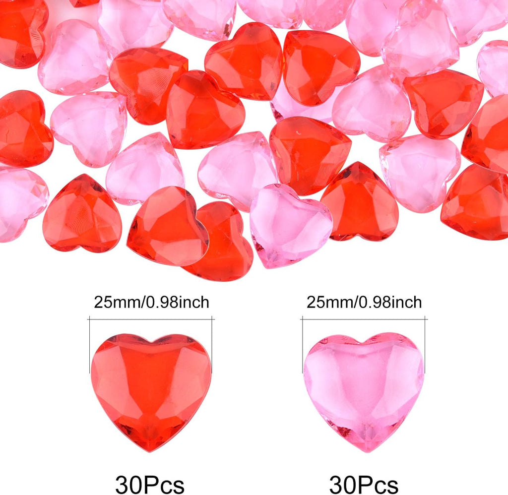TUPARKA 60 PCS Acrylic Hearts Red Acrylic Hearts for Table Scatter,Home Decoration,Vase Fillers in Valentine's Day