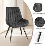 Nalupatio Modern Dining Chairs Set of 6, Fabric Dining Room Chairs with Soft Backrest and Seat, Comfortable Thick Cushion Upholstered Side Chairs with Metal Legs for Kitchen, Black