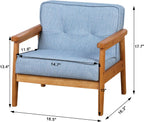 BabyLand Children Armchair, Single Kid Sofa Chair with Solid Wood Structure and Linen Fabric for Kid Gift (Light Blue)