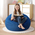 Homguava 2FT Bean Bag Chair: Bean Bags with Memory Foam Filled,Comfy Beanbag Chairs Round Bean Bag Sofa with Dutch Velvet Cover-2FT-28 x28 x22,Blue