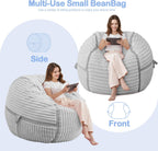 HABUTWAY Bean Bag Chair 3FT Big Bean Bag Chairs for Adults with Memory Foam Filled,3'Beanbag Chair with Soft Faux Fur Cover,Comfy Bean Bag Sofa for Classroom,Living Room,Game Room,Bedroom-Light Grey