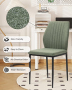 Dining Chairs Set of 4, Upholstered Wooden Dining Room Chairs, Mid Century Modern Fabric Kitchen Chair with Metal Legs Chenille Fabric for Kitchen/Restaurant/Hotel- Green (Only Chairs)