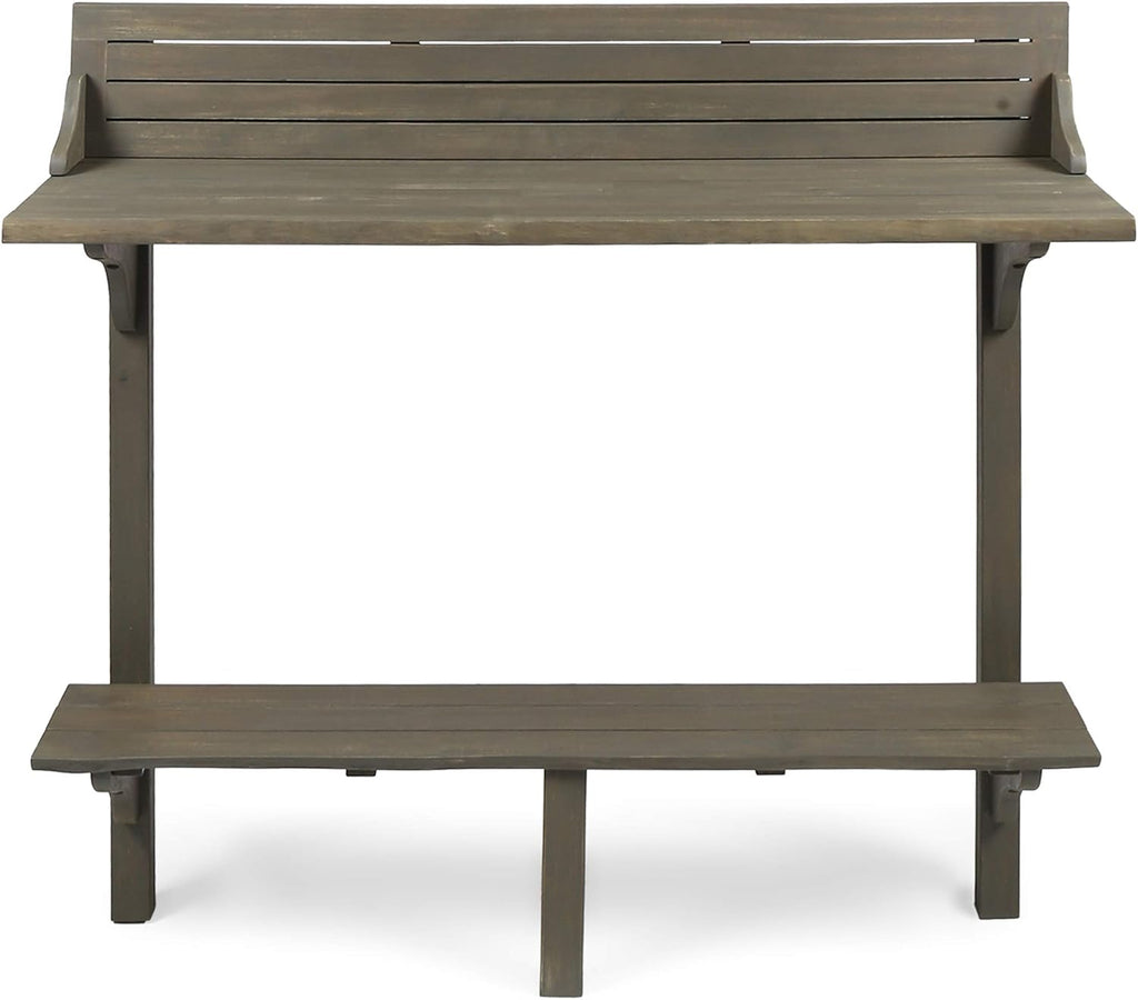 Christopher Knight Home Caribbean Outdoor Acacia Wood Balcony Bar Table, Grey Finish