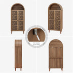 Arched Kitchen Pantry Cabinet,71" Tall Mid-Century Modern Arched Bookcase Vintage Storage Cabinet with Geometric Door and Adjustable Shelves,Bohemian Cupboard for Living Room,Dining Room