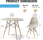 5-Piece Round Dining Table Set, Small 35.5" Kitchen Table Chairs Set of 4 Space Saving Furniture, Plastic Seats, Solid Wood Legs, for Living Room Apartment Office Home, Sand