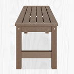 48" Outdoor Bench, HDPE All-Weather 2-Person Backless Bench, Fade-Resistant Garden Bench for Patio, Porch & Park, Brown