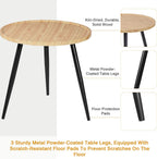 VECELO Modern Side Table, Round Small End Table, Exclusively Designed Hand-Crafted Small Nightstand, Solid Wood,Natural top with Black Metal Legsfor Bedrooms, Living Rooms and Home Office
