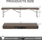 6ft Plastic Folding Bench with Carrying Handle & Lock, Portable Outdoor Bench in Garden Picnic Camping Dining Party Seat, Waterproof Bench for Soccer Activities, Ratten Patterned(2 Pack)