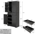 72" Tall Kitchen Pantry Cabinet with 3 Drawers & 6 Adjustable Shelves - Freestanding Storage Cupboard for Bathroom, Dining Room, Office or Entryway, Organizer Cabinet, (Black)