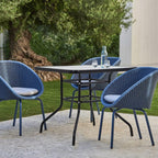 Outdoor Table Patio Table Dining Table with Tempered Glass Umbrella Hole for Lawn Balcony, Yard (Square)