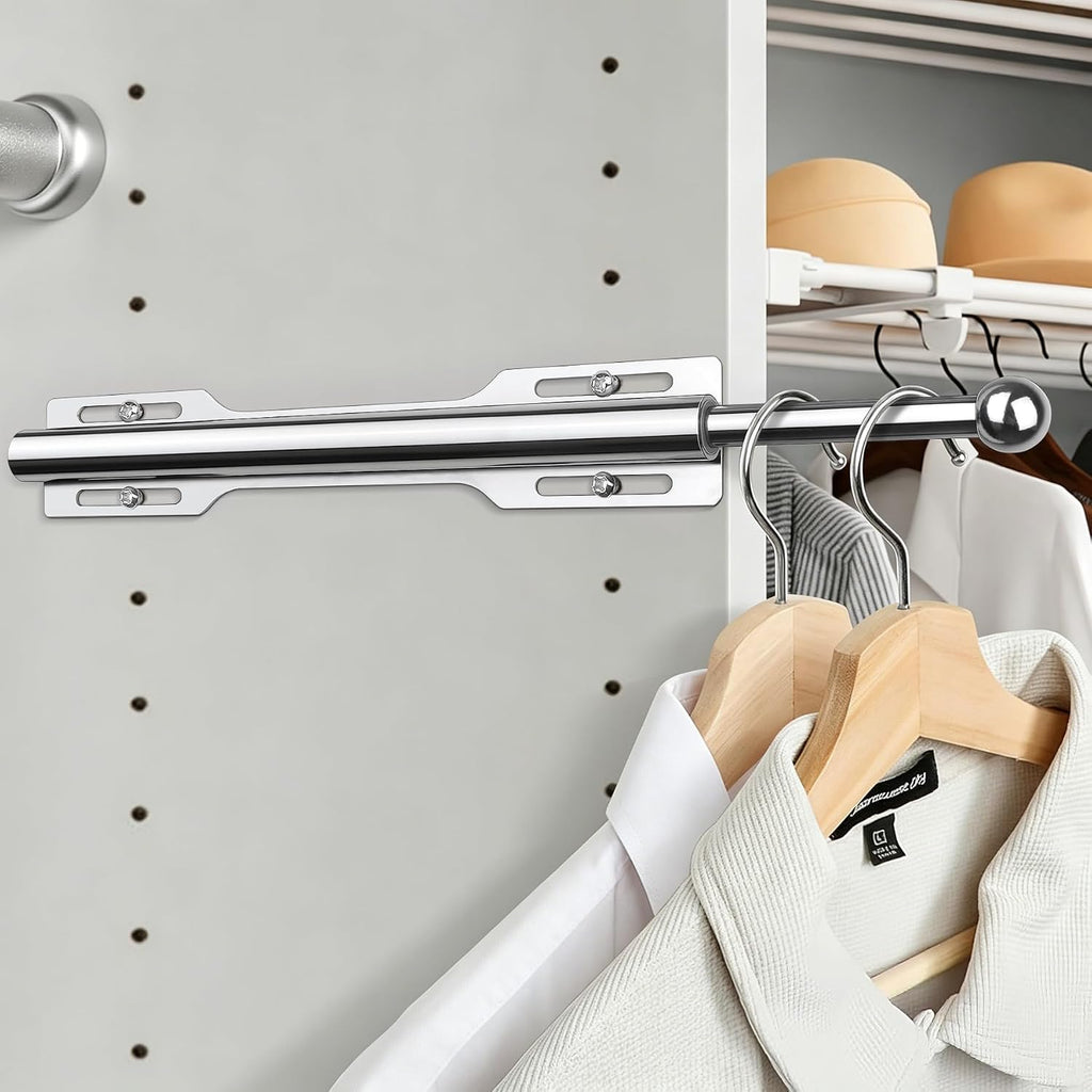 Valet Rod For Closet Pull Out, Heavy Duty Adjustable Valet Rod For Closet, Laundry Room, Bedroom, Bathroom (Chrome)
