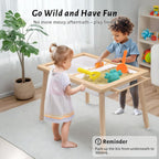 Easyego Sensory Table for Toddlers Kids Play Wooden Sand Water Table with Double-Sided Board & Foldable Storage Bins for Indoor and Outdoor Use, Birthday Gifts for Boys and Girls-Natural Color