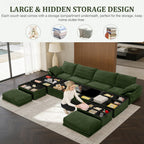 Upgrade Boneless Couch with Storage, Extra Deep&High Seat Modular Sectional Sofa 4 Seater U Shaped Cloud Couch with Ottoman, Tool-Free Assembly Sectional Couches for Living Room