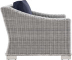 Modway Outdoor Patio Wicker Rattan 2-Piece Armchair and Ottoman Set in Light Gray Navy