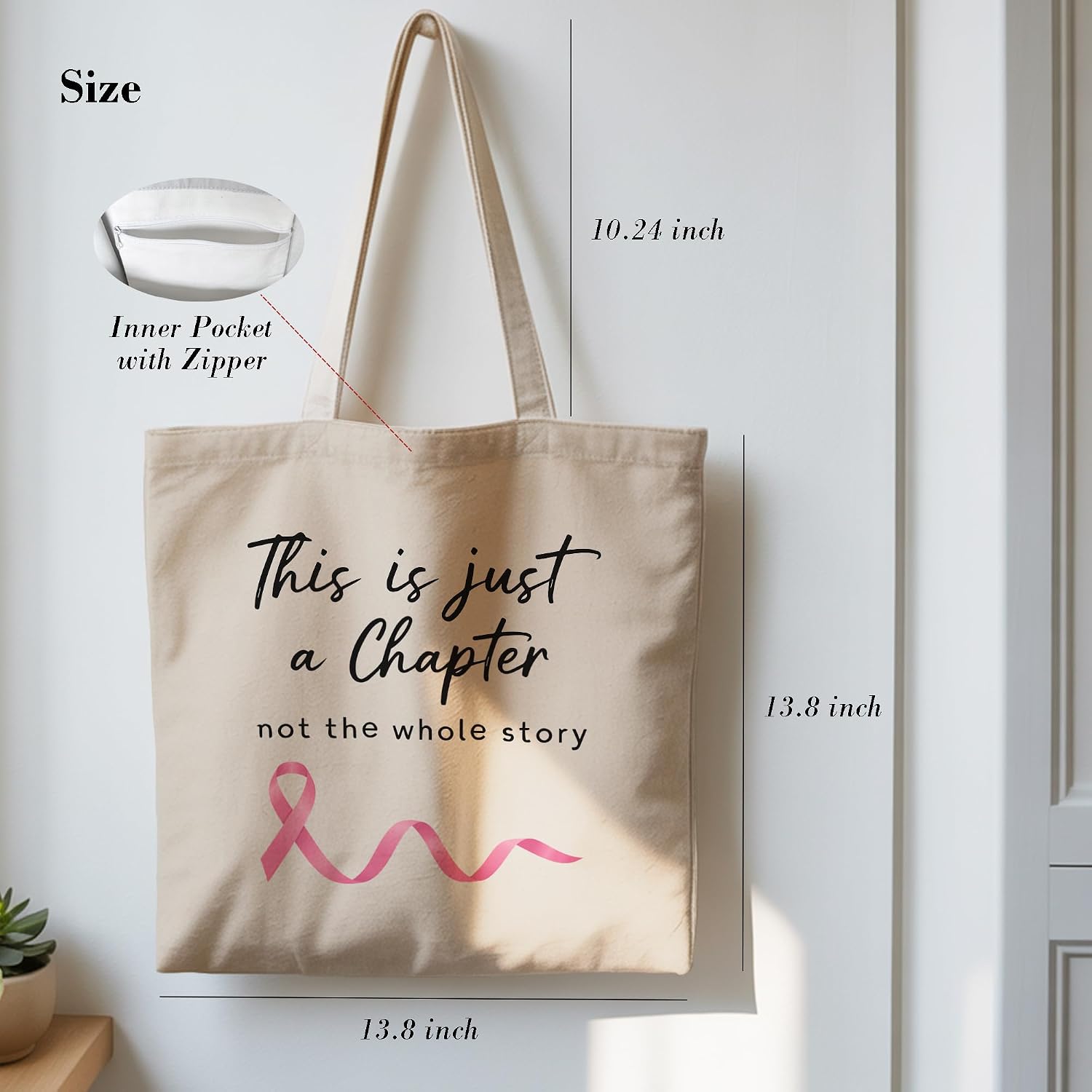 Aesthetic Inspirational Gift Tote Bag, Gifts for Grandma Mom Friend Canvas Bag with Inner Pocket