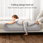 UPGOGO Folding Bed Rail for Toddlers,Baby Bed Rail Guard with Reinforced Anchor Safety System,Fit Bunk,Full Size,Queen,King,Twin(Grey,71"x23.6")
