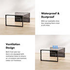 Foluck Shoe Storage Box, 15 Pack Clear Plastic Stackable Organizer for Closet, Interlocking Design Container Bins for Sneakers, Foldable Shoe Rack for Closet,Entryway, Black
