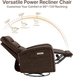 KISLOT Power Swivel Recliner Chair, Faux Leather Recliner 270° Rotation Modern Nursery Glider, Ergonomic Armrest & Side Storage Pocket, Comfortable Armchair for Living Room Bedroom & Nursery