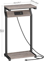 CHOEZON Narrow Side Table with Charging Station and End Table Bundle, Skinny End Table for Small Spaces, Mini Fridge Stand with Storage for Living Room, Bedroom TBZ27UBG-TBZ55BF