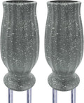2PCS Cemetery Vases for Grave-Durable Plastic Grave Vases Flower Holder with Metal Spikes Bow Decor for Cemetery Headstones, Outdoor Grave Decorations for Memorial Gifts for Loss of Loved One - Grey