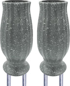 2PCS Cemetery Vases for Grave-Durable Plastic Grave Vases Flower Holder with Metal Spikes Bow Decor for Cemetery Headstones, Outdoor Grave Decorations for Memorial Gifts for Loss of Loved One - Grey