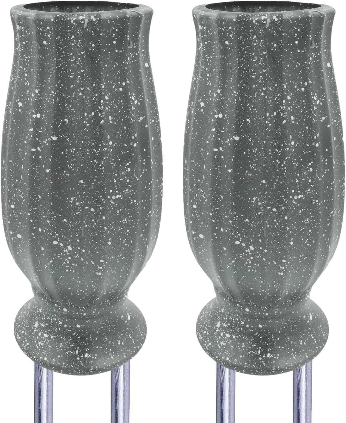 2PCS Cemetery Vases for Grave-Durable Plastic Grave Vases Flower Holder with Metal Spikes Bow Decor for Cemetery Headstones, Outdoor Grave Decorations for Memorial Gifts for Loss of Loved One - Grey