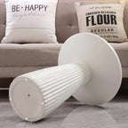 White Fluted Pedestal Side Table Modern Accent Table for Living Room Patio & Entryway Indoor Outdoor Weather Resistant End Table