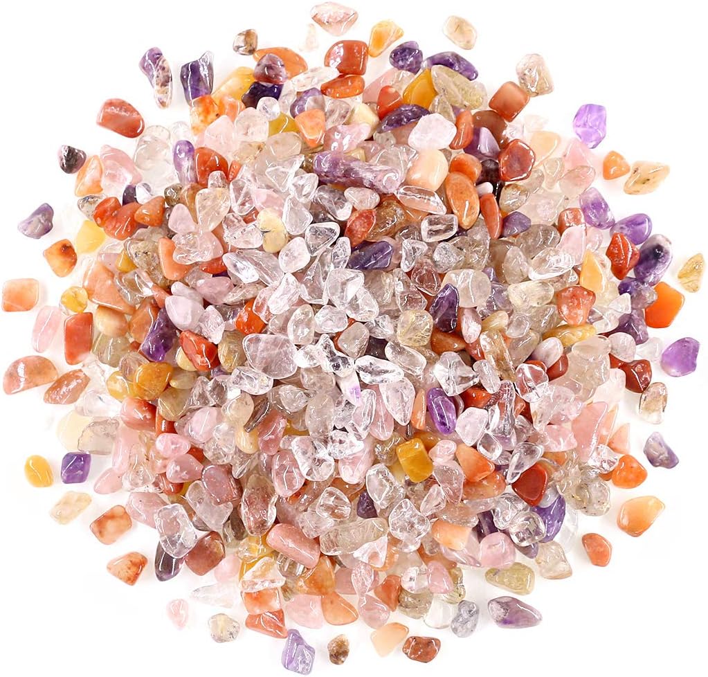 Swpeet 1.1 Pound Small Tumbled Chips Stone Gemstone Chips Crushed Pieces Irregular Shaped Stones Crystal Chips Stone Perfect for Jewelry Making Home Decoration