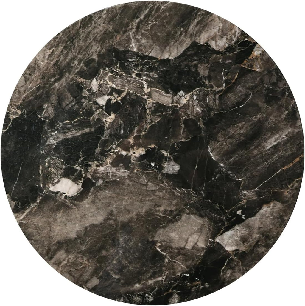 Modern End Table Black Deer Statue Side Table with Faux Marble Round top, 28" Tall 19.69" Wide Contemporary Nightstand for Living Room, Office and Reception Area Gift for Mom and Dad