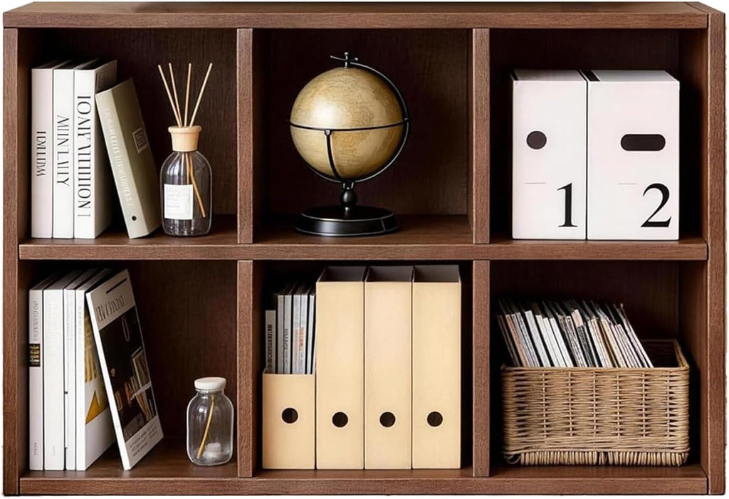 Book Shelf with 6 Storage Place Wooden Bookshelf Storage Organizer Diaplay CabinetWood
