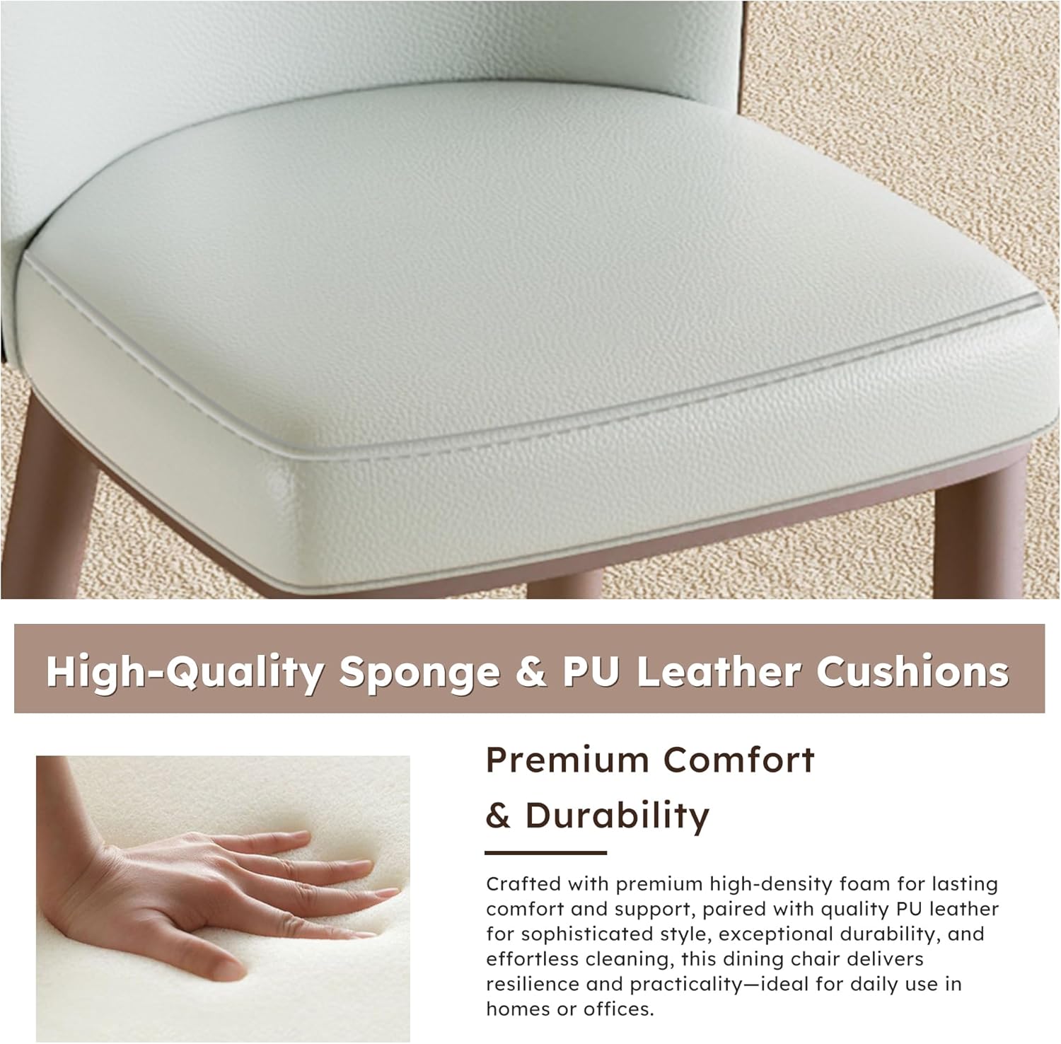 Dining Chairs Set of 2, Modern Faux Leather Dining with Carbon Steel Legs for Living Kitchen Dining Room