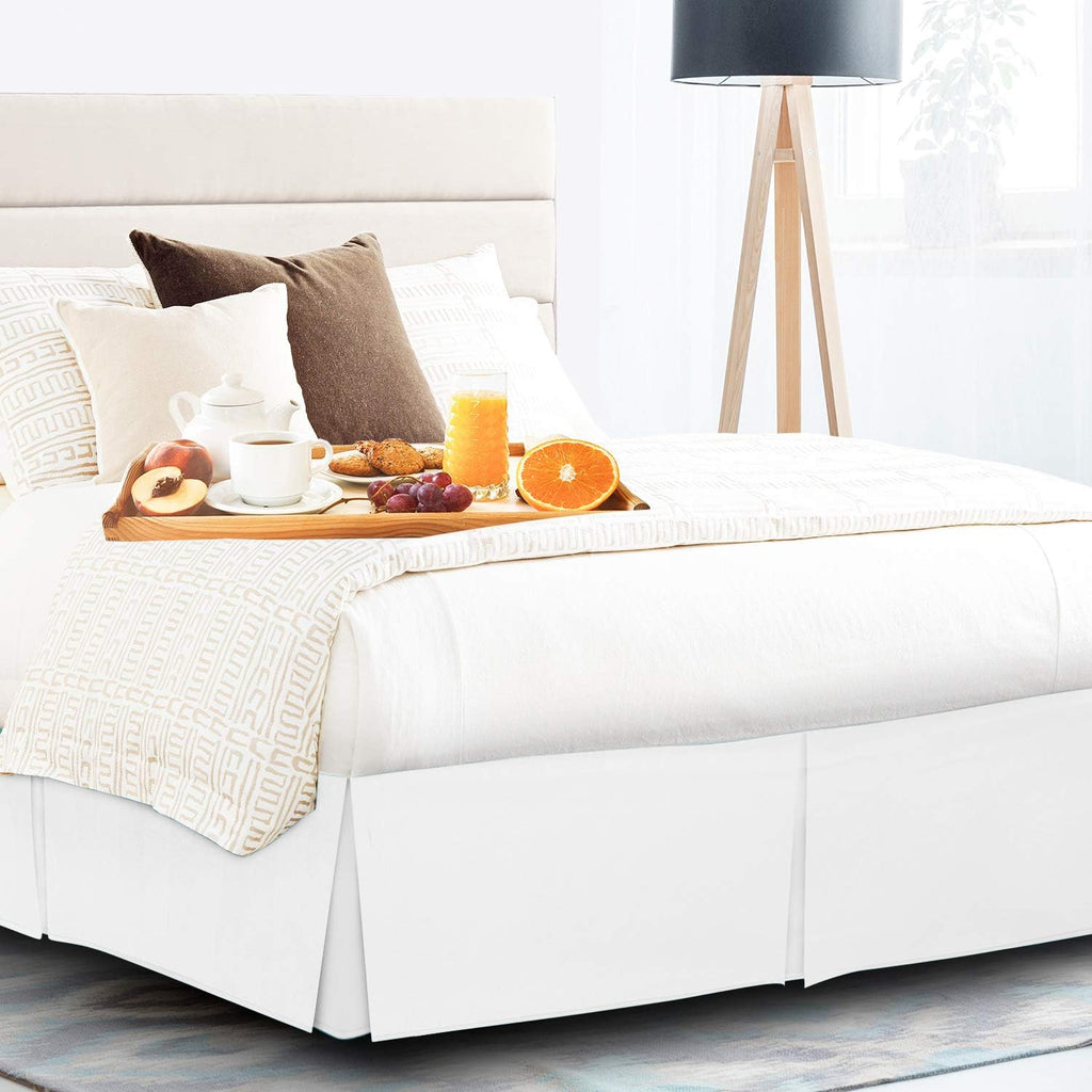 Luxurious Egyptian Cotton Tailored Split Corner Bed Skirt with 26-inch Drop Length - King Size (76 x 80) Color White (Solid Style) Made from 600 Thread Count