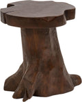 JONATHAN Y Amara Handcrafted Solid Teak Wood Live Edge Tree Stump Stool, 16" Rustic Accent Side Table and Decorative Indoor Plant Stand, Dark Brown STL3000B