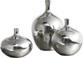 Madison Park Signature Ansen Ceramic Handmade Vase Set Home Décor - Metallic Accent Living Room Decoration Ideal for Shelf, Side Table, Mantle Ornaments, Multi Size, Silver 3 Piece