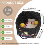 XYZCANDO Frog Mushroom Quilted Storage Basket with Handles Large Capacity Laundry Hamper Organizer Bin with Pocket for Home, Picnic, Shopping, Travel
