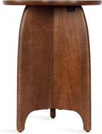 Kate and Laurel Kanna Modern Wavy Pieced Mango Wood Round Side Table, 16 x 16 x 21, Walnut Brown, Mid-Century Scalloped Wooden End Table for Bedroom Nightstand or Living Room Plant Stand Indoors