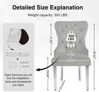 adochr Velvet Dining Chairs Set of 2, Tufted Upholstered Dining Room Chair with Pull Ring and Stainless Steel Legs, Kitchen Chairs 350 LBS Capacity, Light Grey