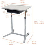 Mobile Adjustable Student Standing Desk, Portable Workstation, Grey
