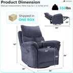 ANJ Swivel Rocker Recliner Chair, Manual Fabric Glider Nursery Recliner Chair, Single Rocking Modern Sofa Home Theater Seating for Living Room, Nursery (Slate Blue)