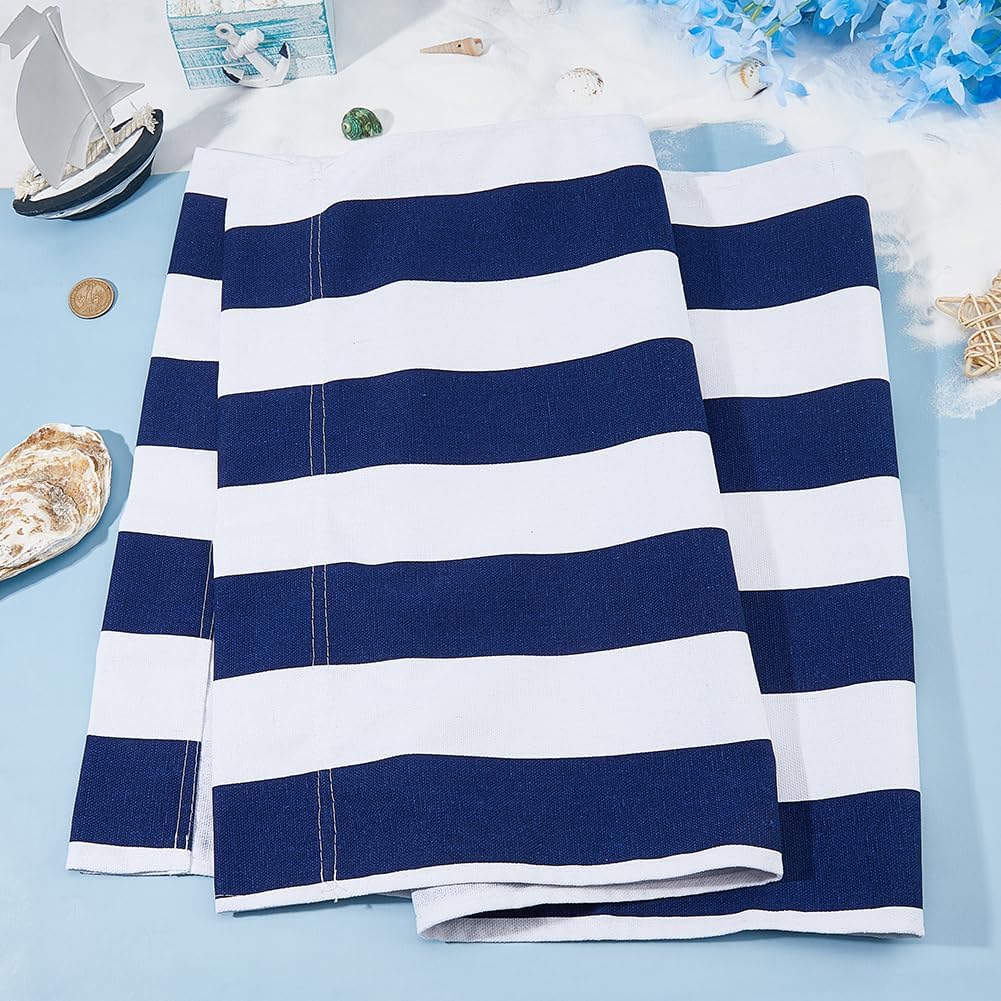 2Pcs Beach Sling Chair Replacement Fabric Blue and White Stripe Outdoor Folding Canvas 45x17in Patio Sling Chairs Cloth Outdoor Folding Chair Fabric for Home Beach Chairs Garden Courtyard