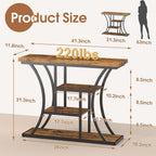 41.3'' Industrial Sofa Table with 4 Tier Storage Shelves, Narrow Long Console Table Entryway Table with Curved Metal Frame, Rustic Wood Accent Table for Hallway, Foyer, Rustic Brown