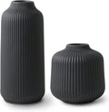 flature Ceramic Vases in Nordic Style, Modern Vase Deco for Pampas Grass, Boho Deco for Windowsill, Vases Set in Black Matt, Flower Vase as Home Decoration for Fresh Flowers, Dried Flowers, Set of 2