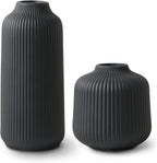 flature Ceramic Vases in Nordic Style, Modern Vase Deco for Pampas Grass, Boho Deco for Windowsill, Vases Set in Black Matt, Flower Vase as Home Decoration for Fresh Flowers, Dried Flowers, Set of 2